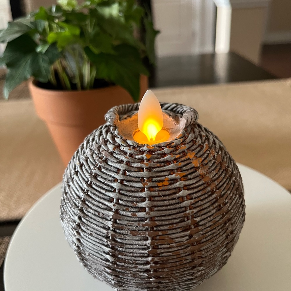 Home decor basket woven design candle